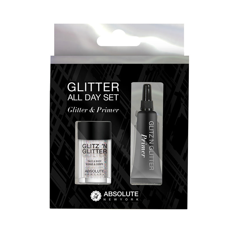 Absolute New York glitter makeup kit with glitter and primer for face and body