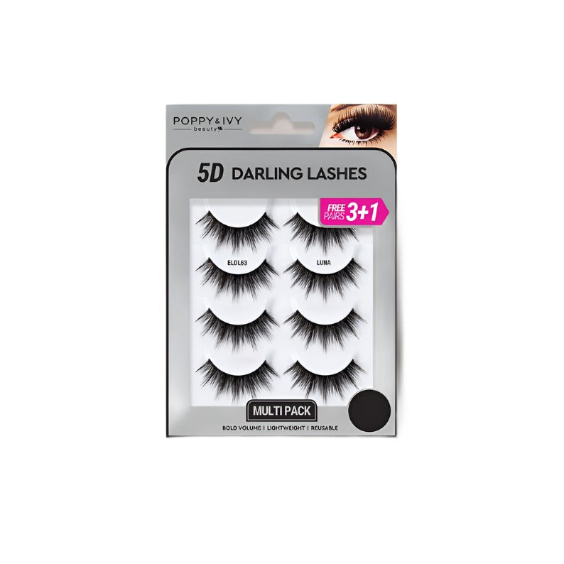 ABSOLUTE NEW YORK 5D Darling Lashes Luna multi pack dramatic black layered reusable false eyelashes