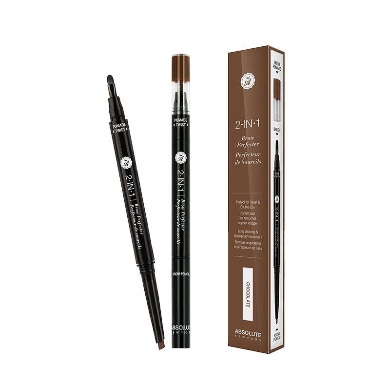 ABSOLUTE NEW YORK 2-in-1 brow pencil with pomade and twist design in chocolate shade