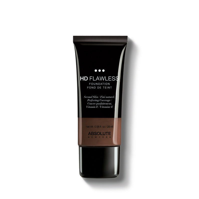 ABSOLUTE NEW YORK HD flawless foundation tube in deep brown shade liquid foundation for full coverage makeup