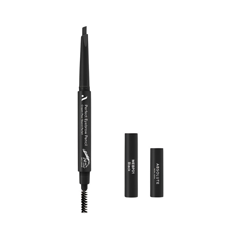 ABSOLUTE NEW YORK perfect eyebrow pencil with spoolie brush and black caps for precise eyebrow grooming