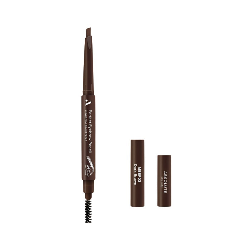 Absolute New York perfect eyebrow pencil in dark brown with spoolie brush for precise eyebrow shaping