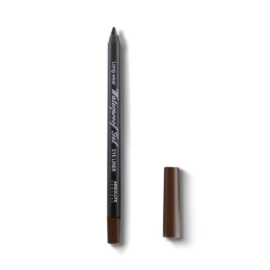 Absolute New York waterproof gel eyeliner in brown with long wear formula and cap removed