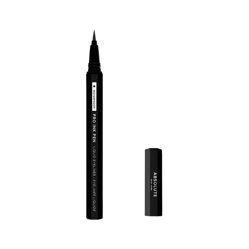 Absolute New York waterproof liquid eyeliner pen with fine tip and black cap removed