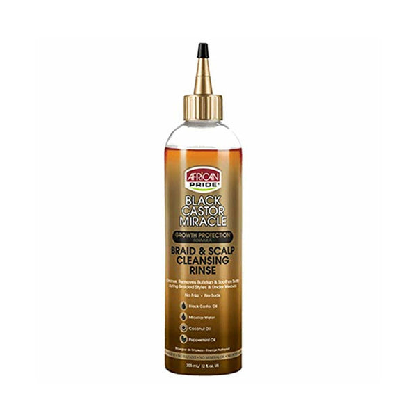 African Pride Black Castor Miracle braid and scalp cleansing rinse bottle for growth protection