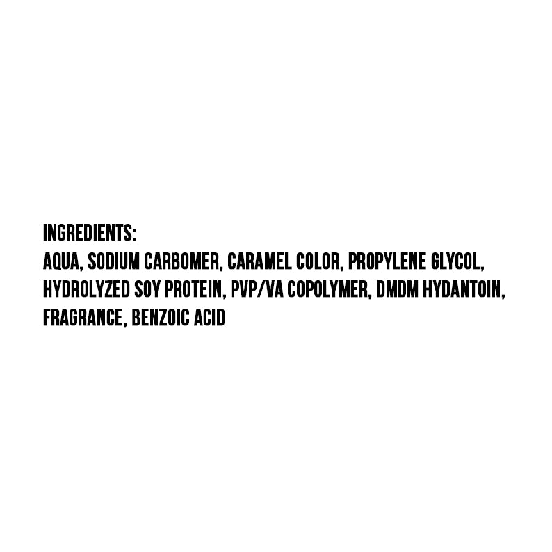AMPRO hair care ingredient label listing hydrolyzed soy and benzoic acid protein styling gel for natural hair