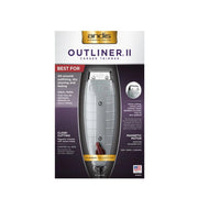 Andis Outliner II trimmer with close-cutting carbon steel blade and magnetic motor in packaging