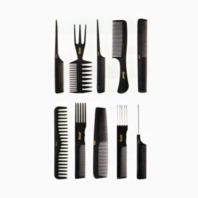 ANNIE black comb set featuring various styles for versatile hair styling and grooming tools