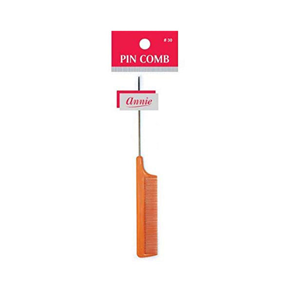 ANNIE pin tail comb for hair styling with orange handle and fine teeth for precise hair sectioning