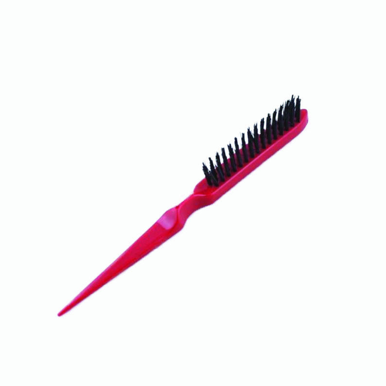 ANNIE plastic teasing brush for hair in red with black bristles for styling and volume
