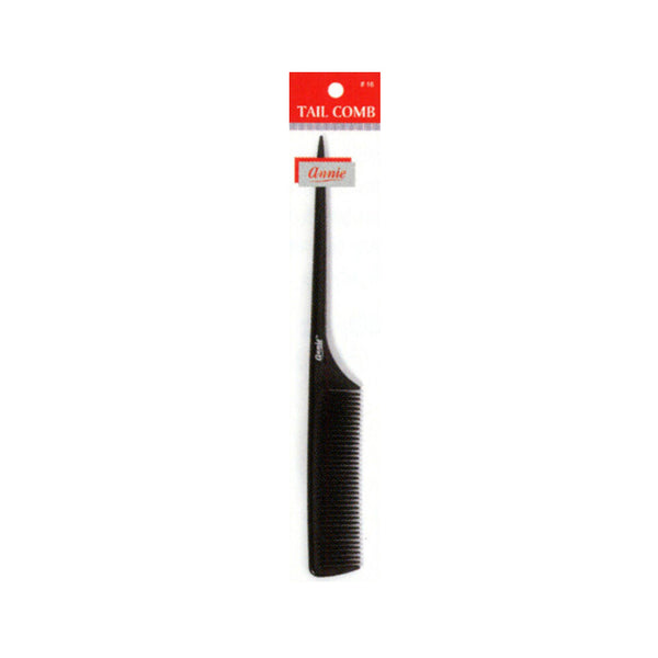 ANNIE black rat tail comb for hair styling with fine teeth and pointed handle for precise sectioning