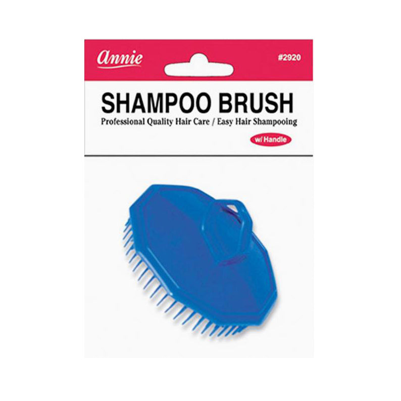 ANNIE blue scalp shampoo brush with handle for professional quality hair care and easy shampooing