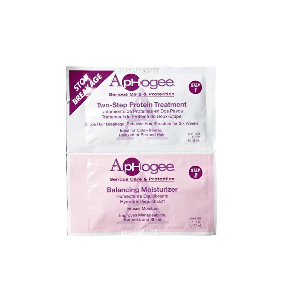 APHOGEE protein hair treatment for damaged hair two-step system with protein treatment and balancing moisturizer