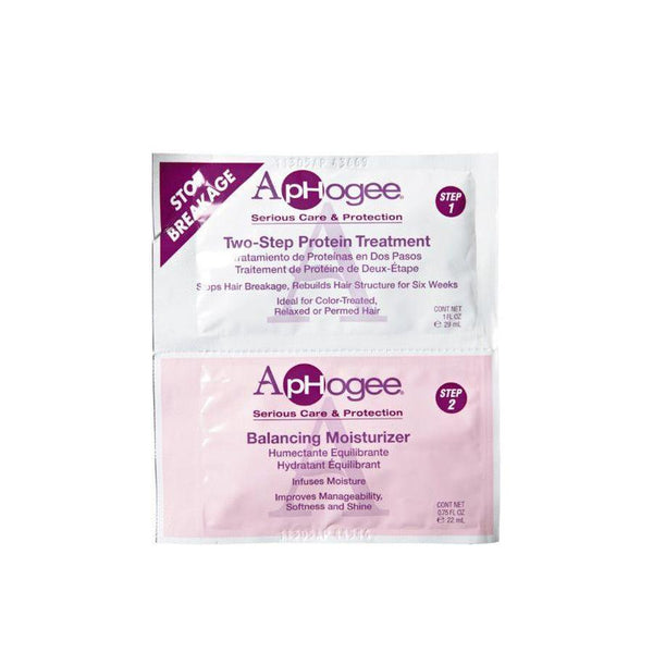 APHOGEE protein hair treatment for damaged hair two-step system with protein treatment and balancing moisturizer