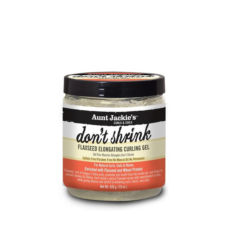 Aunt Jackies Dont Shrink flaxseed elongating curling gel jar for coils and waves flaxseed curling gel for natural hair