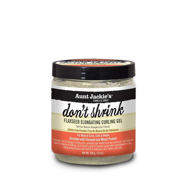 Aunt Jackies Dont Shrink flaxseed elongating curling gel jar for coils and waves flaxseed curling gel for natural hair