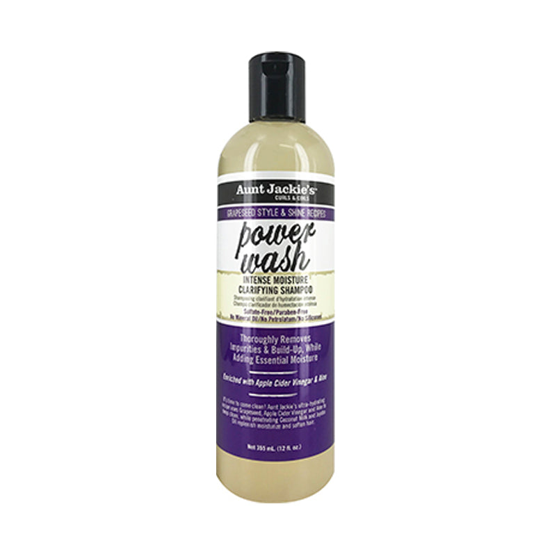 Aunt Jackies Power Wash bottle grapeseed moisture shampoo intense clarifying formula 12 fl oz