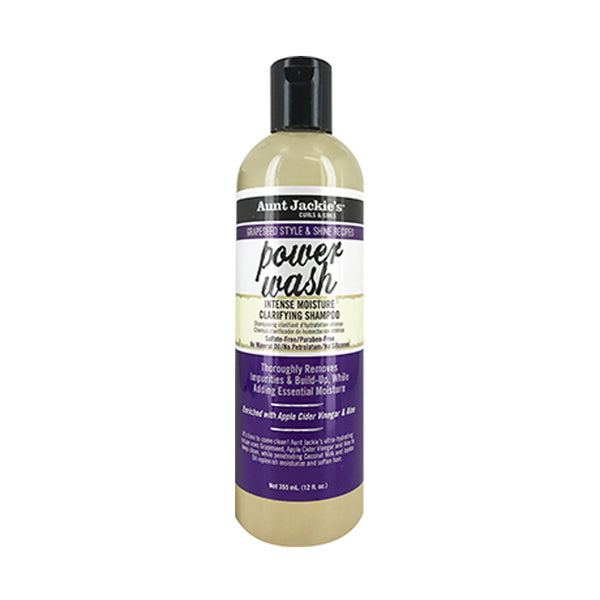 Aunt Jackies Power Wash bottle grapeseed moisture shampoo intense clarifying formula 12 fl oz