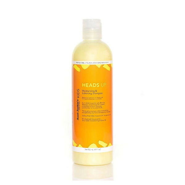 AUNT JACKIES Heads Up moisturizing shampoo for girls in tall bottle with orange label for kids hair care