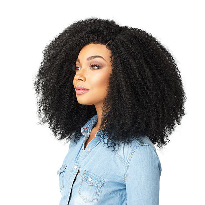 SENSATIONNEL lace front empress curls wig black voluminous natural afro curls on model