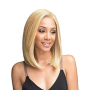 BOBBI BOSS synthetic lace front wig blonde straight shoulder length bob with center part and smooth ends