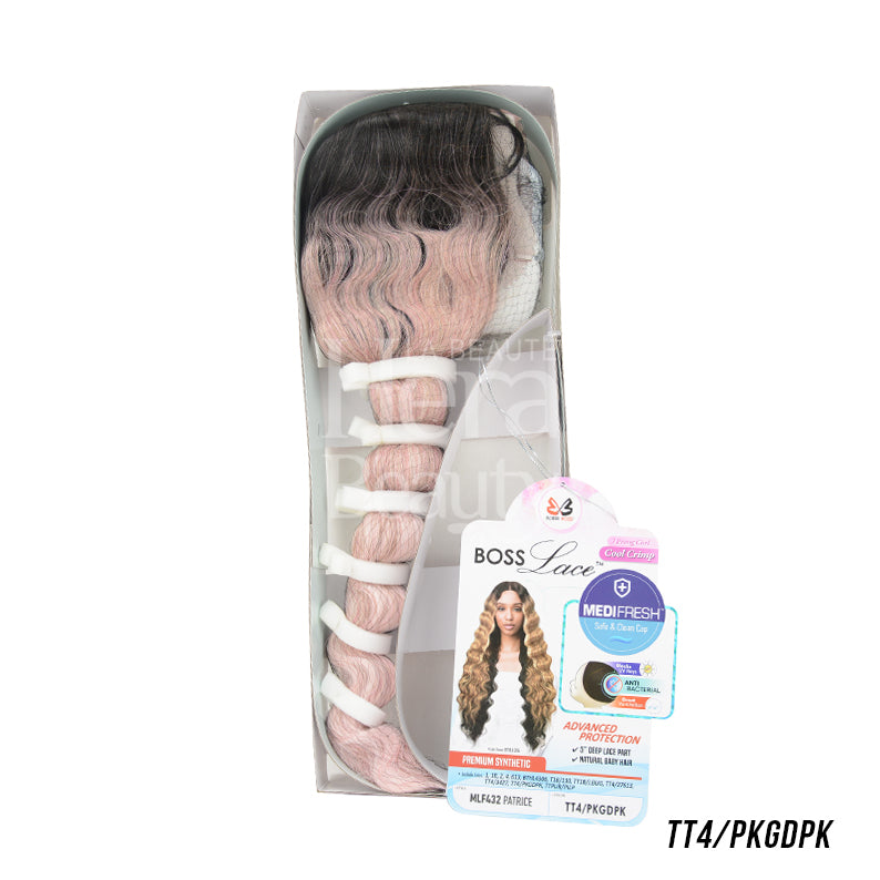 BOBBI BOSS Patrice lace front wig packaged long wavy ombre brown to pink synthetic hair