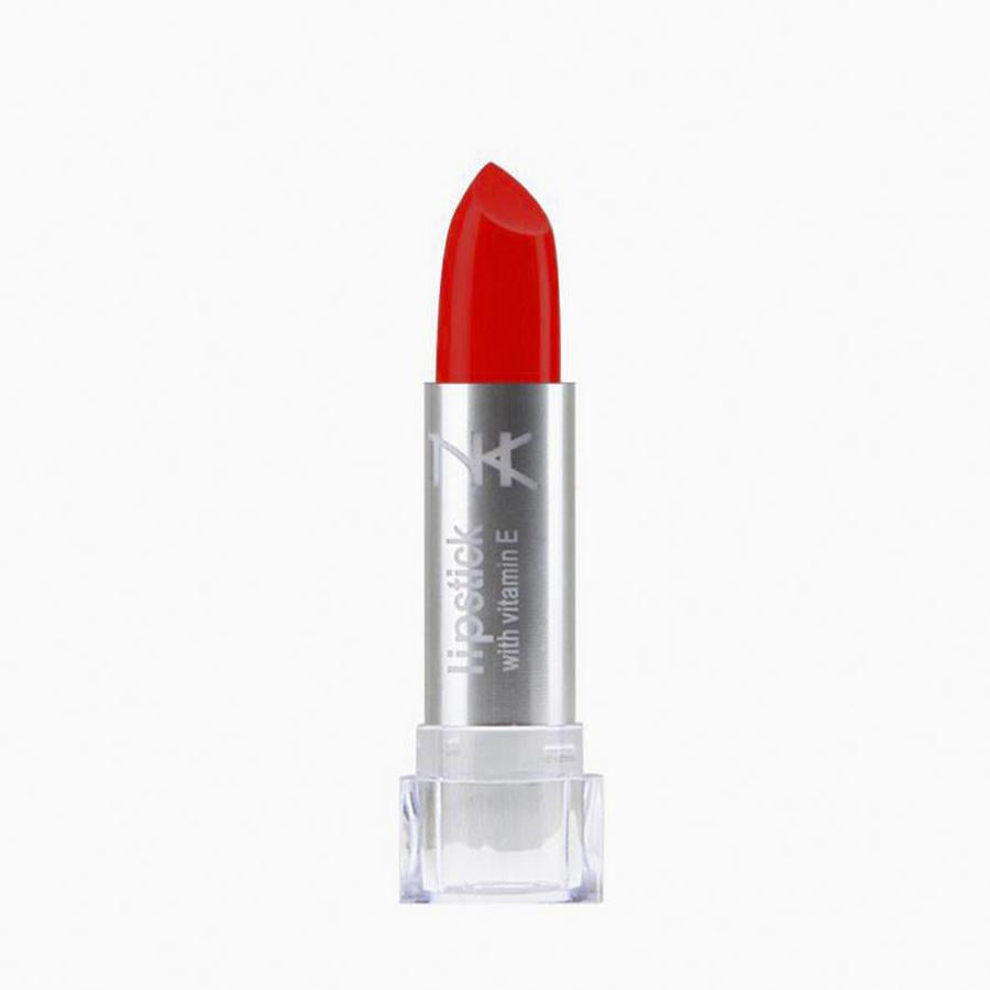 NICKA K bright red vitamin E lipstick with silver and clear casing