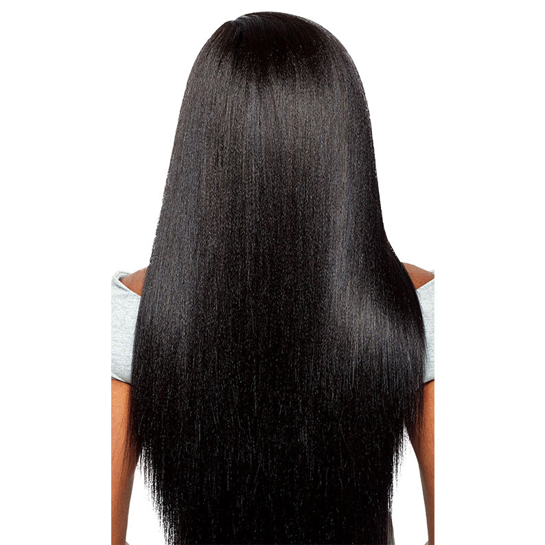 OUTRE Brazilian virgin straight weave long natural black silky hair back view smooth luster