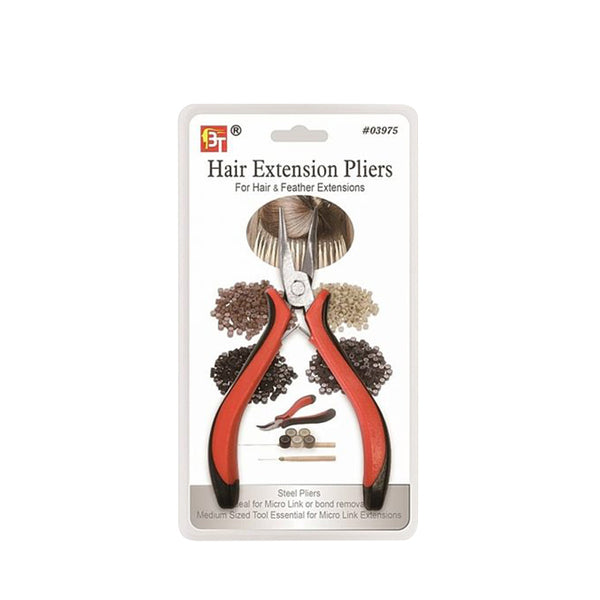 Beauty Town hair extension pliers for micro links red handled tool in blister pack with rings and beads