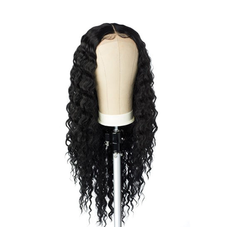 SENSATIONNEL Butta Lace Unit 3 wig deep wave black synthetic lace front on mannequin head