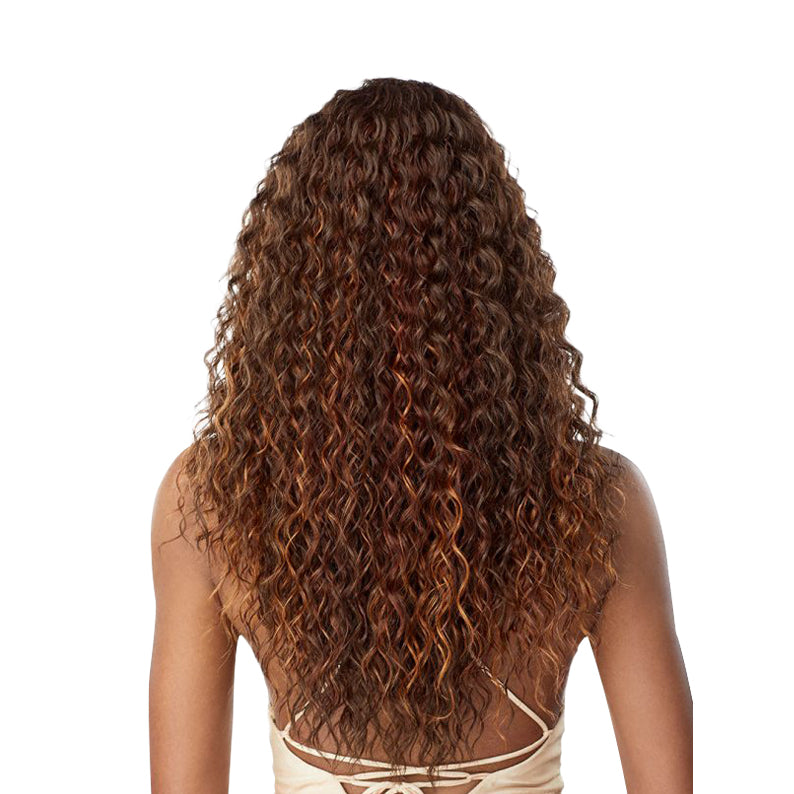 SENSATIONNEL Butta Lace Unit 10 wig long brown curly with auburn highlights mid back length
