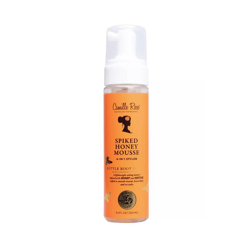 Camille Rose Spiked Honey Mousse 8 fl oz pump bottle with orange label for styling and defining natural hair