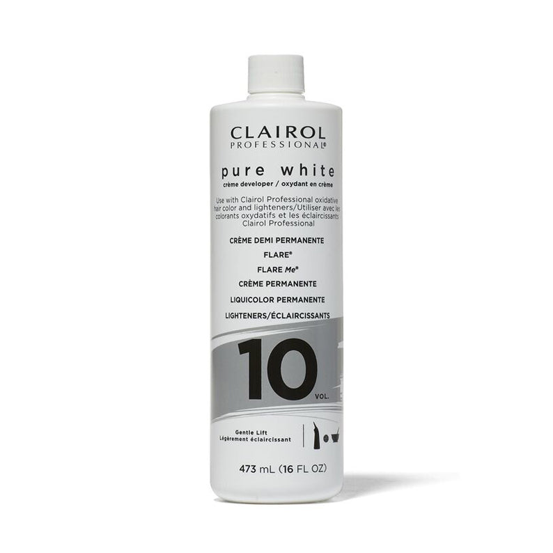 Clairol Pure White Creme Developer 10 volume 16 oz bottle for hair lightening and coloring