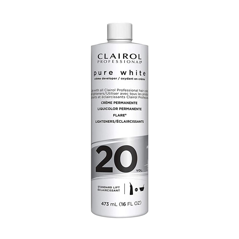 Clairol Pure White Creme Developer 20 volume 16 fluid ounce bottle for hair lightening