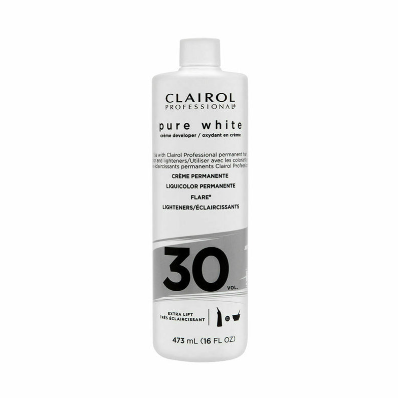 Clairol Pure White Creme Developer 30 volume 473ml bottle for professional hair lightening