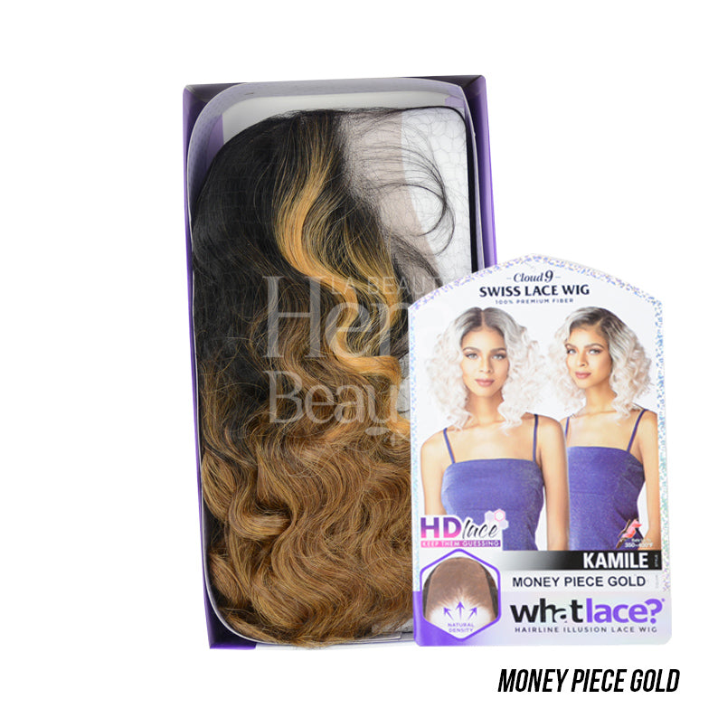 SENSATIONNEL boxed Money Piece Gold Cloud 9 What Lace KAMILE wig. Curly ombre with dark roots to gold