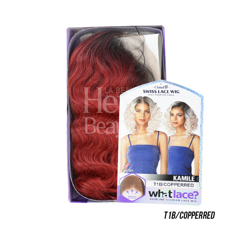 Cloud 9 What Lace KAMILE wig T1B Copperred wavy ombre red with dark roots in Sensationnel packaging