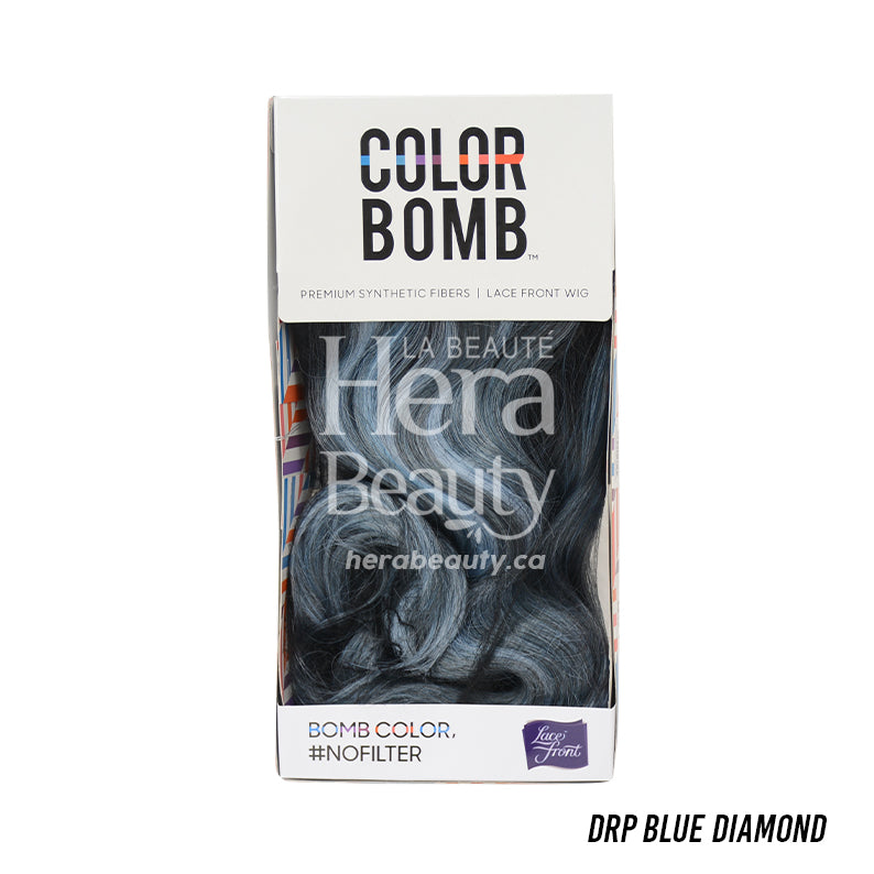 OUTRE Color Bomb boxed DRP Blue Diamond wig in blue gray tones, listing also uses synthetic lace front wig blonde