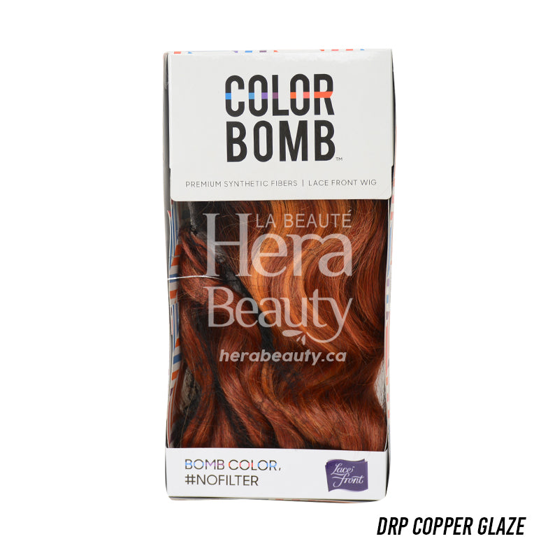 OUTRE Color Bomb packaged synthetic lace front wig blonde in copper glaze wavy long fibers