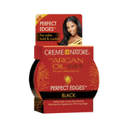 Creme of Nature Perfect Edges argan oil edge control for black hair jar in red packaging for sleek hold