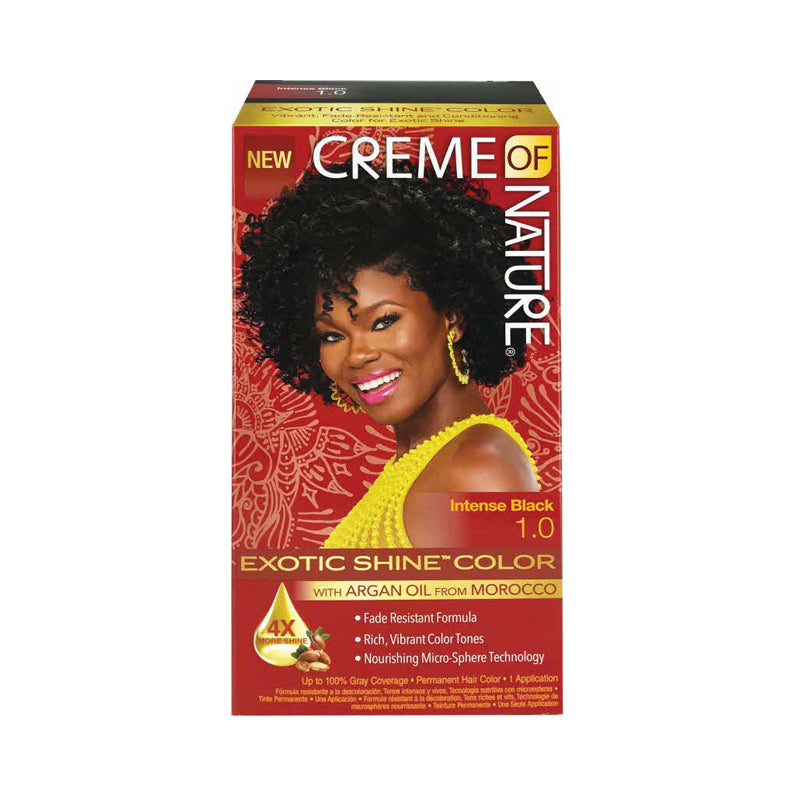 CREME OF NATURE exotic shine hair color kit in Intense Black with argan oil for rich vibrant tones