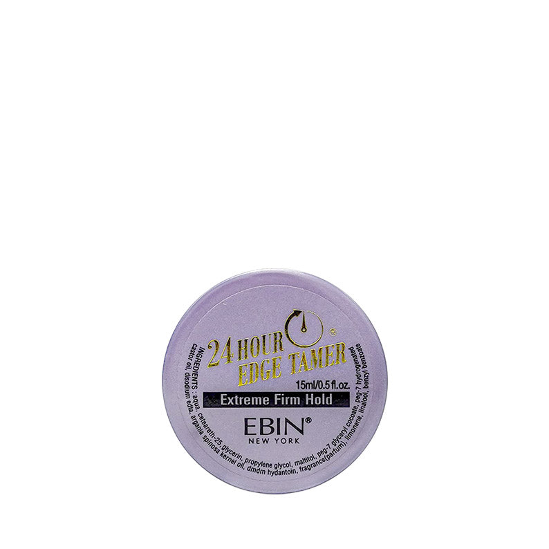 EBIN 24 Hour Edge Tamer hair care product with extreme firm hold edge control in a 15ml container