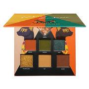 EBIN pharaoh inspired eyeshadow palette with six jewel and matte shades in gold orange green brown tones