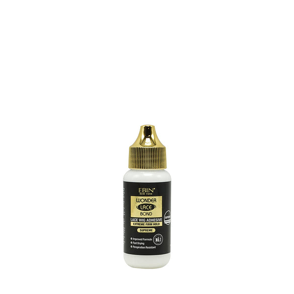 EBIN Wonder Lace Bond waterproof lace wig adhesive in small white bottle with gold cap