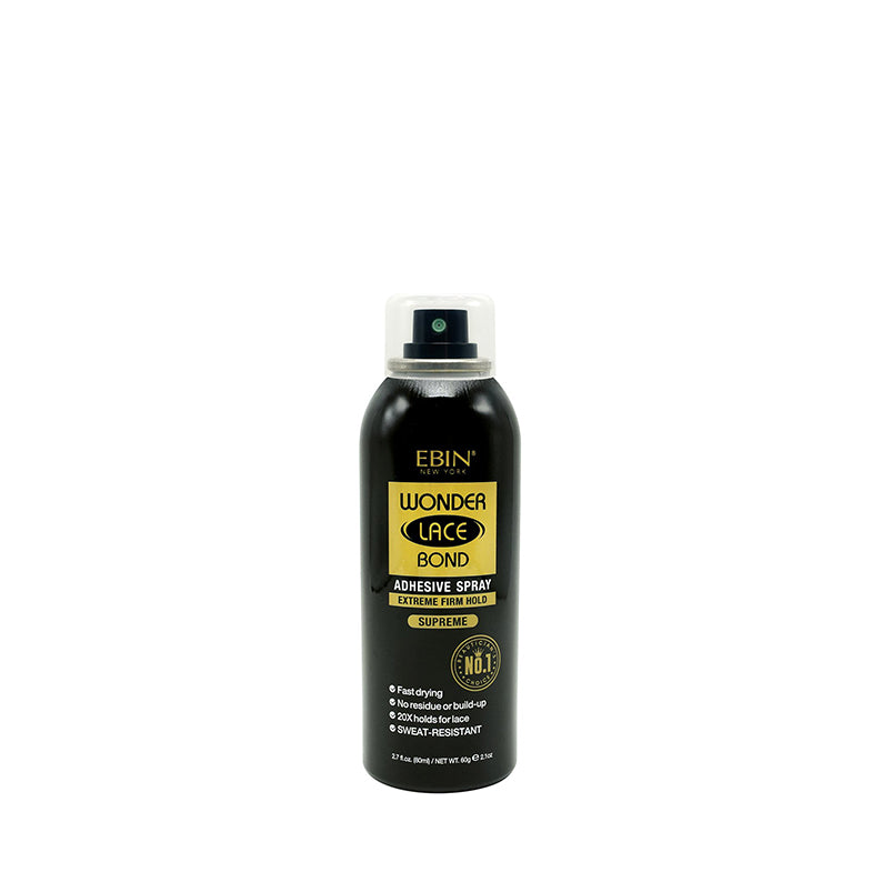 EBIN Wonder Lace Bond lace wig adhesive spray in black bottle for extreme firm hold