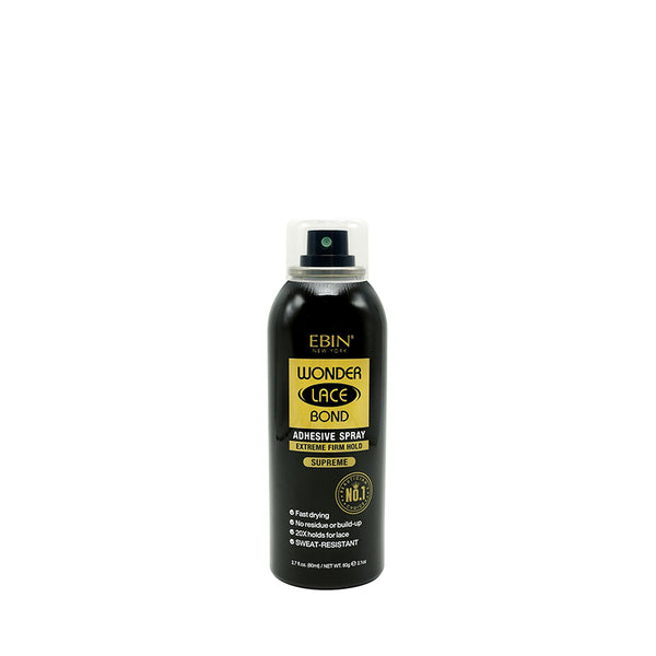 EBIN Wonder Lace Bond lace wig adhesive spray in black bottle for extreme firm hold