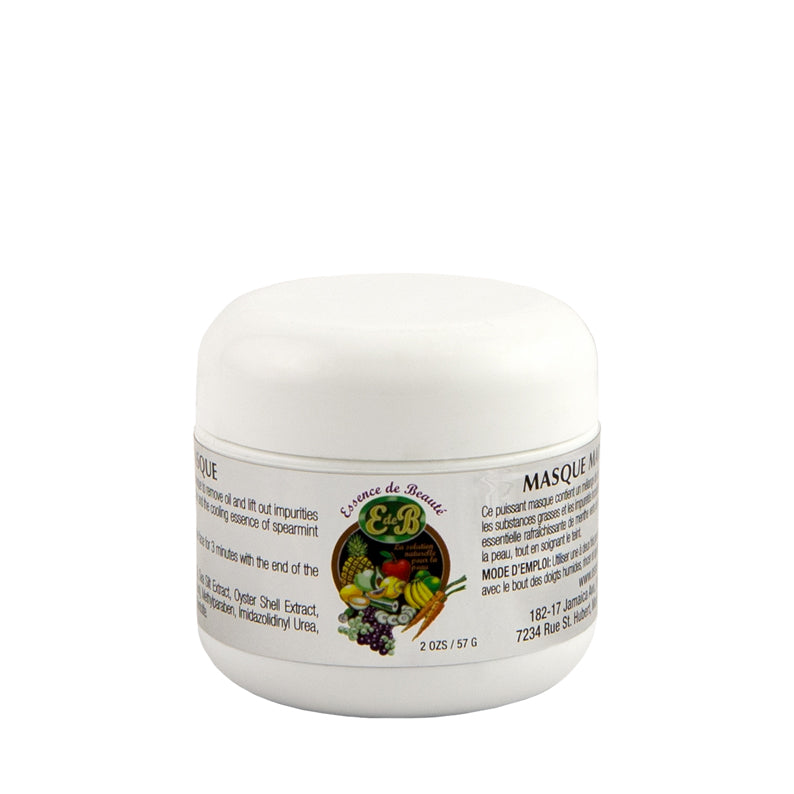 ESSENCE DE BEAUTE marine mint face mask in white 2 oz jar with brand label and screw top lid