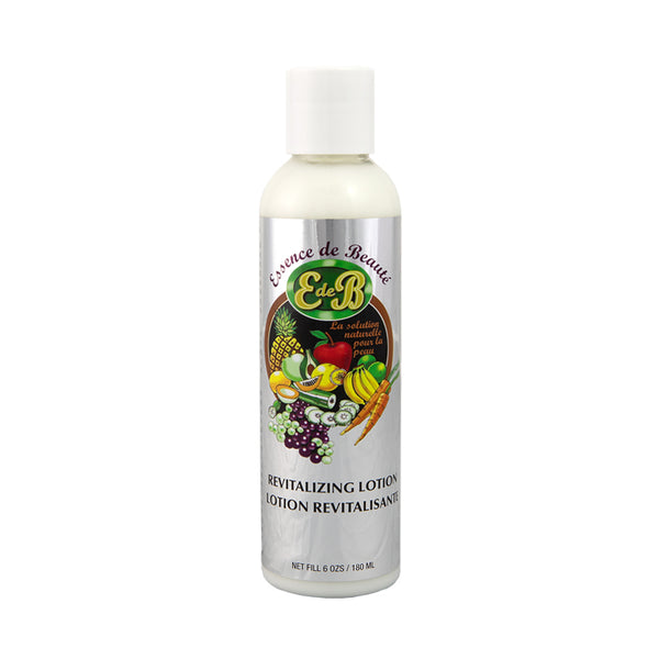 ESSENCE DE BEAUTE white bottle revitalizing lotion for dry skin with colorful fruit label 6 oz