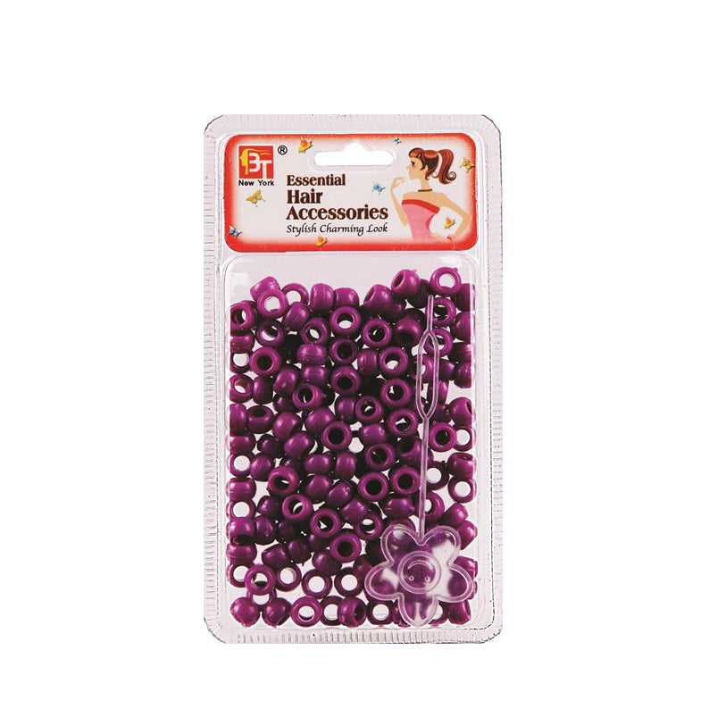 BEAUTY TOWN pack of purple hair beads for braids with threading hook and flower bead stopper accessory