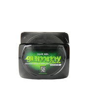 GUMMY black hair gel jar with green label keratin hair gel for strong hold and extreme styling control